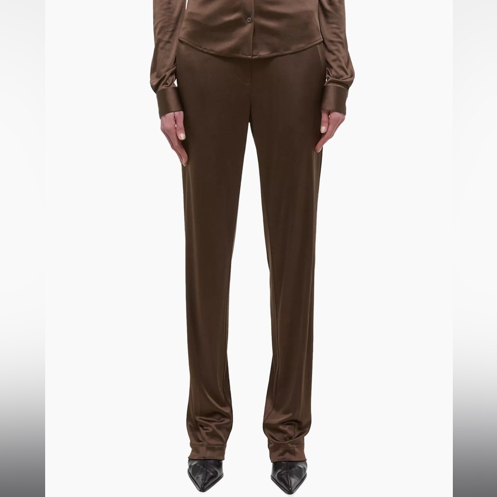 Helmut Lang Brown Satin Straight-Leg Trousers